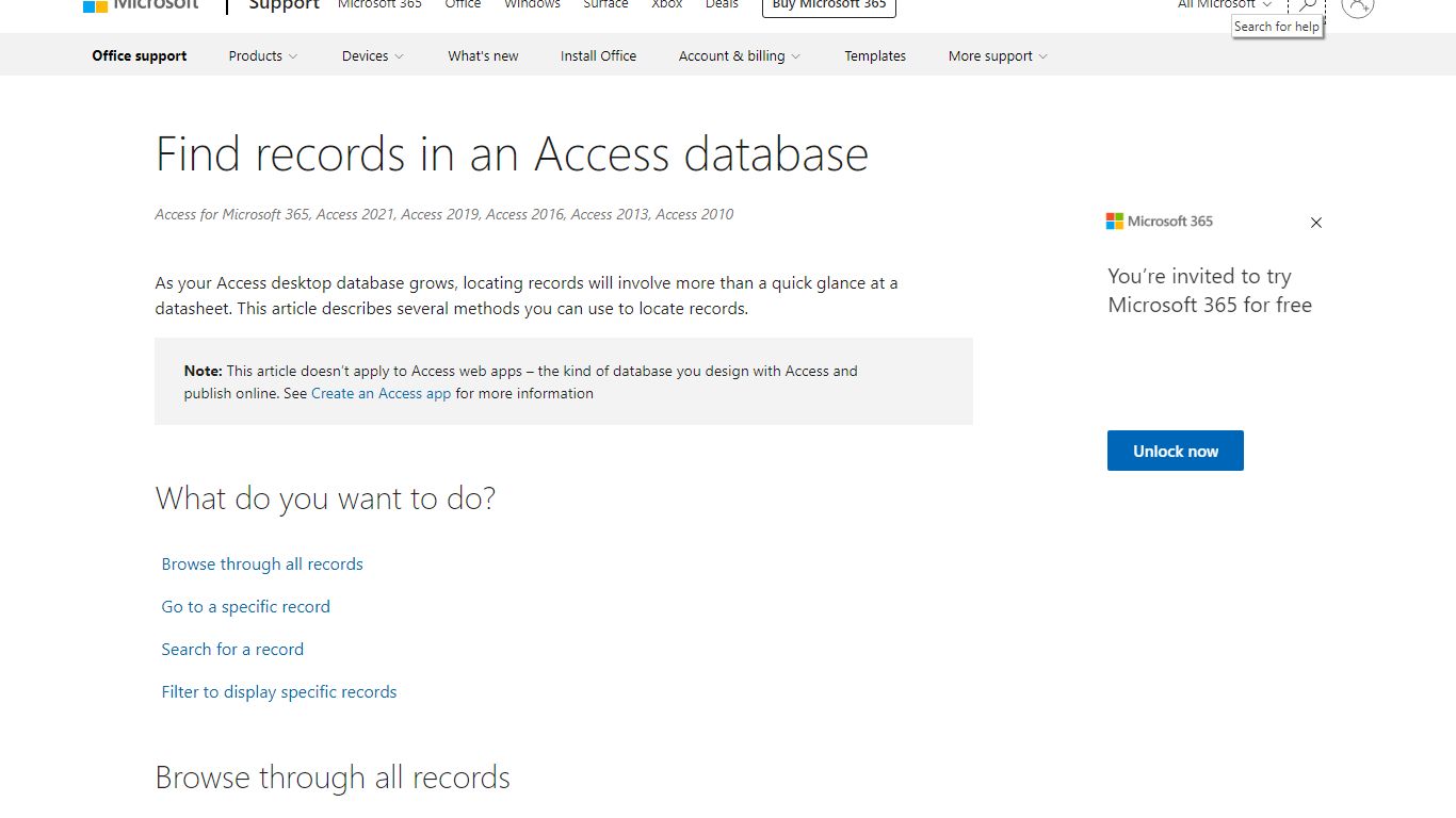 Find records in an Access database - support.microsoft.com